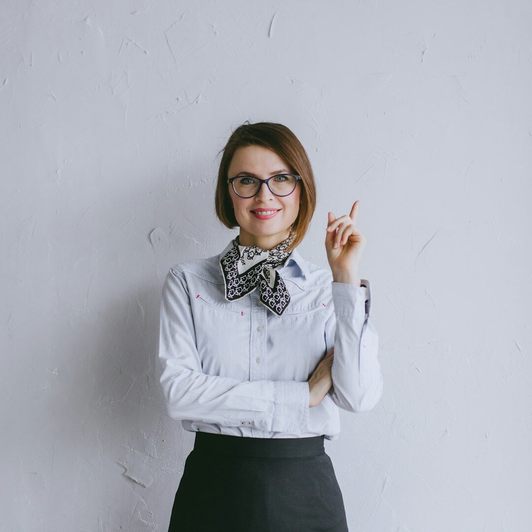 Studio portrait of a Belgian woman digital marketing strategist smiling